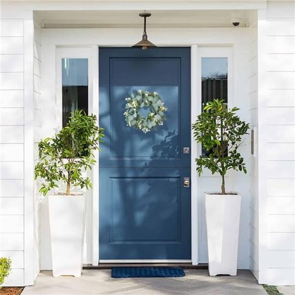 12" Artificial Eucalyptus Wreath for Front Door Small Spring Summer Wreath - Picture 4 of 7